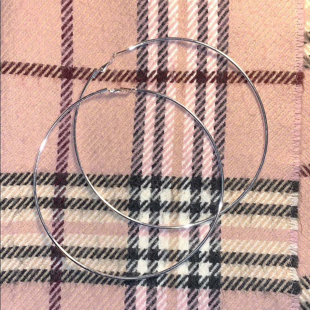 💖HUGE silver hoops